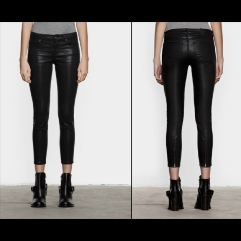 All Saints wet leather look black skinny jeans 25